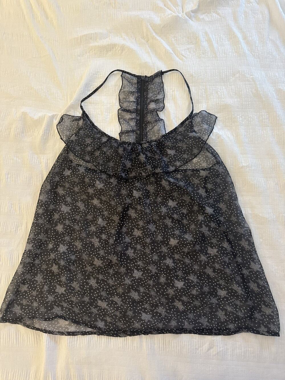Sheer Black Star Flowy Tank Racerback Y2k Whimsigoth Fairy Grunge 90s Goth Moody